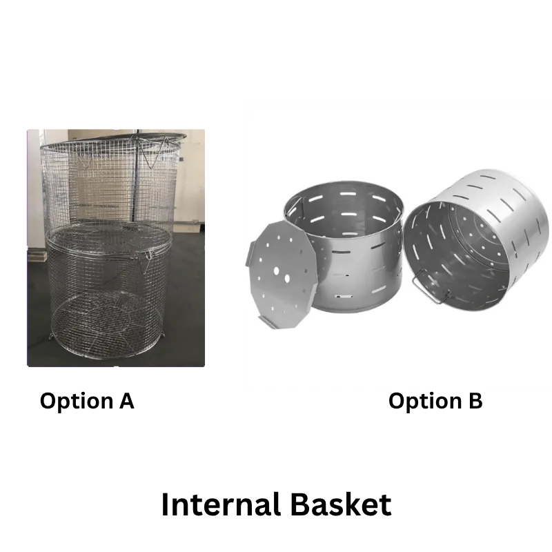 Internal basket vertical autoclave